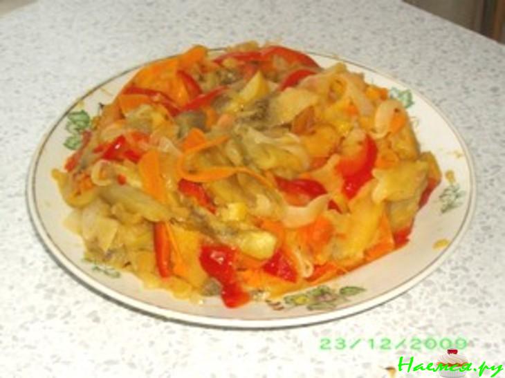 Соте из баклажанов с дайконом