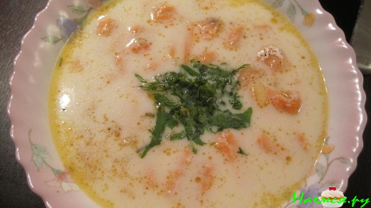 Сливочная ушица из семушки с шампанским Сливочная ушица из семушки с шампанским