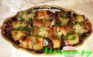 Баклажаны с зеленью и сыром Баклажаны с зеленью и сыром