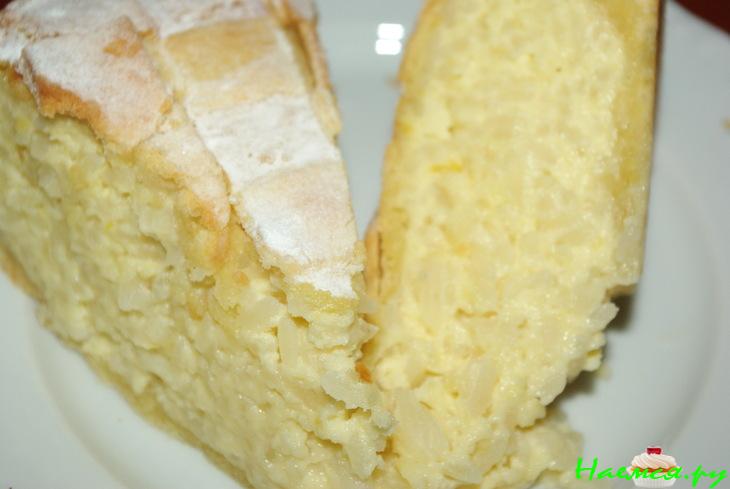 Сладкий рисовый пирог с творогом