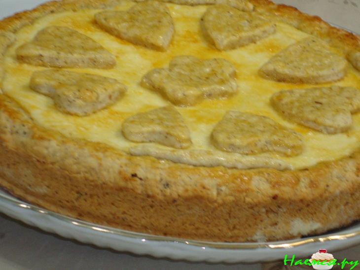 Пирог с творожной начинкой и грушей