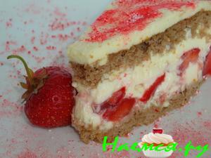 Торт с клубникой и белым шоколадом. Нежный Торт с клубникой и белым шоколадом. Нежный