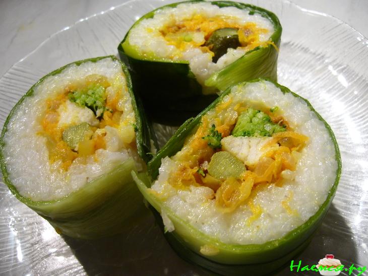 Роллы из лука порея