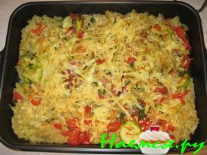 Овощи запеченные с макарошками