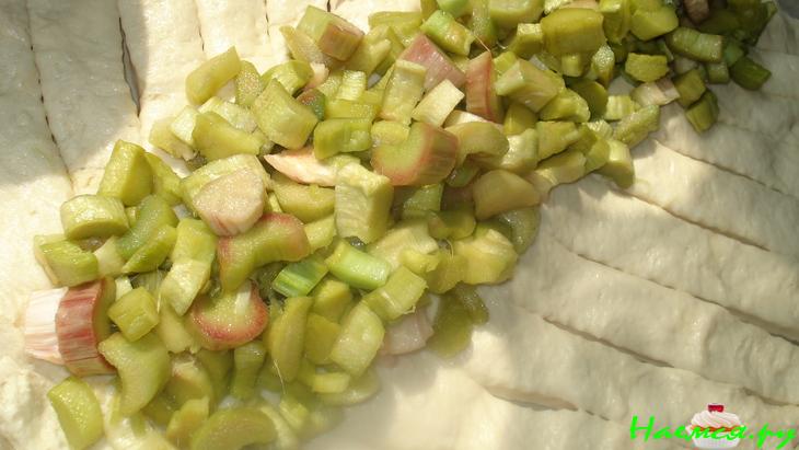 Пирог заплетённый "Весеннее настроение" с ревенем и шоколадом Пирог заплетённый "Весеннее настроение" с ревенем и шоколадом