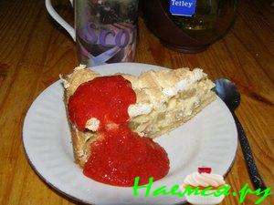 Ревеневый пирог с творогом и безе