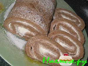 Шоколадный рулет с мороженым