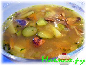 Рассольник с белыми грибами и печенью Рассольник с белыми грибами и печенью