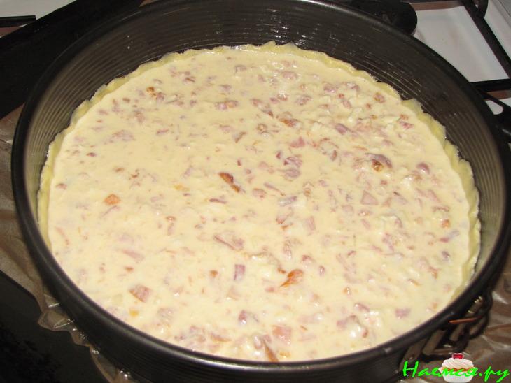 Киш с копчёными курицей и сыром