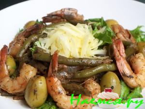 Креветки с фасолью пикантные