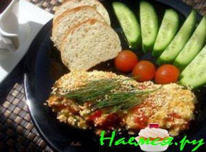 Омлет с зелёным лучком и помидорками