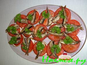 Бутерброды со шпротами и помидорами