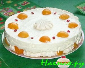 Торт зефирно-сливочный с фруктами