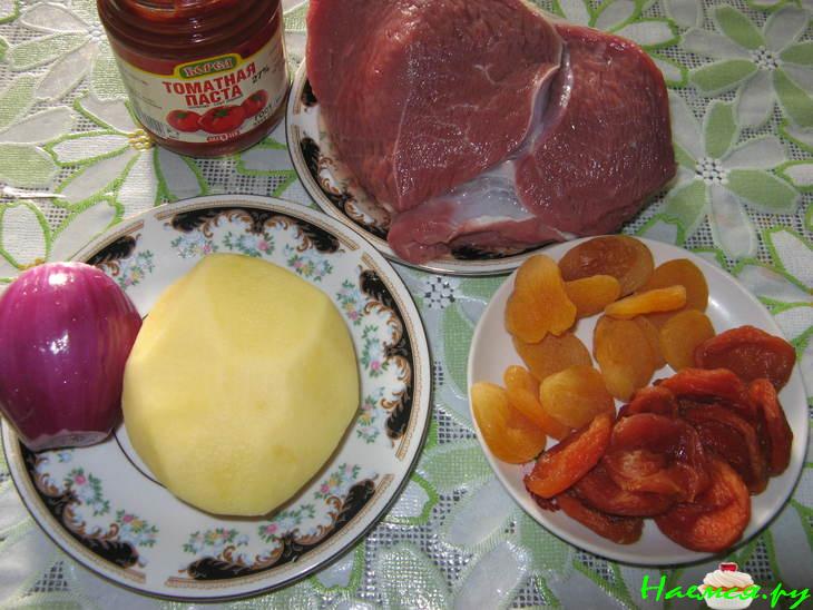 Суп мясной с курагой