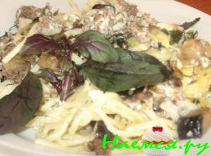 Макароны с баклажанами и мясным фаршем Макароны с баклажанами и мясным фаршем