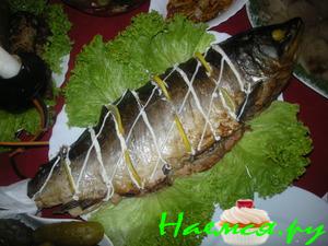 Рыбка фаршированная грибами (горбуша)