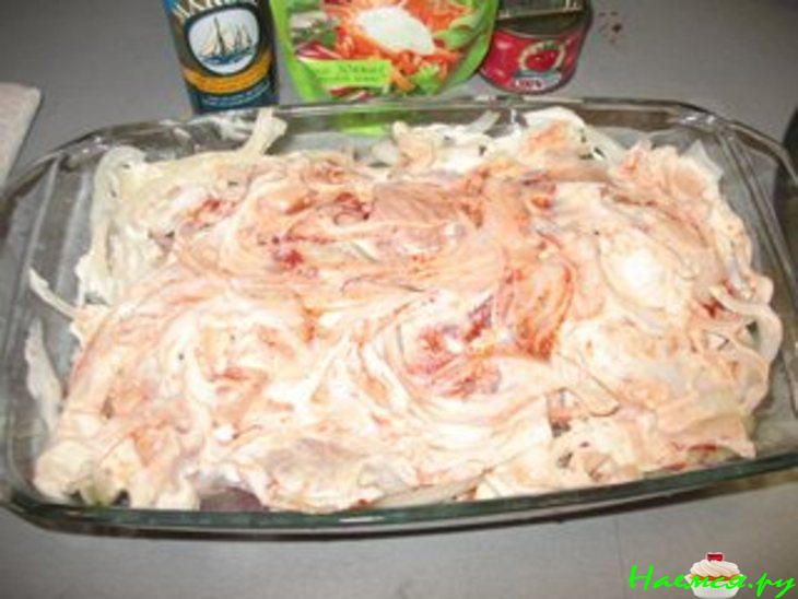 Морской язык под майонезом с лимоном