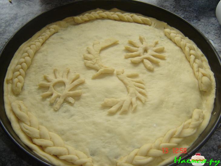 Пирог с картофельно-творожно-грибной начинкой