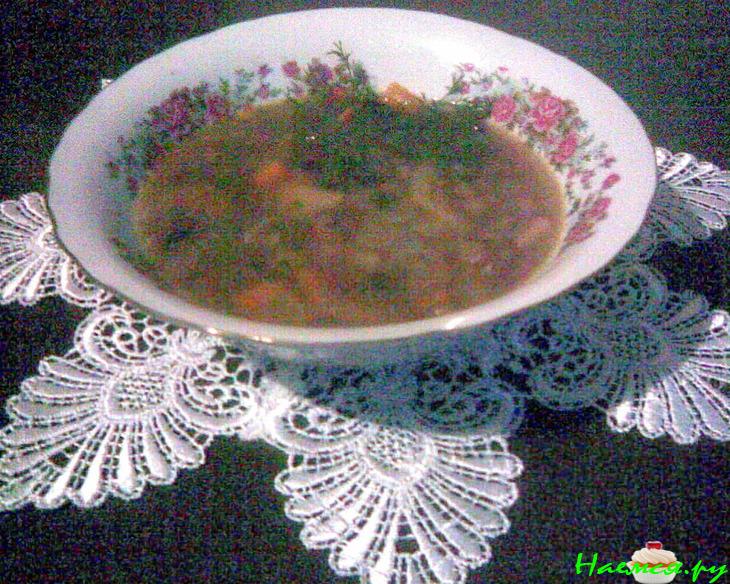 Густой постный суп с чечевицей, черносливом и имбирем