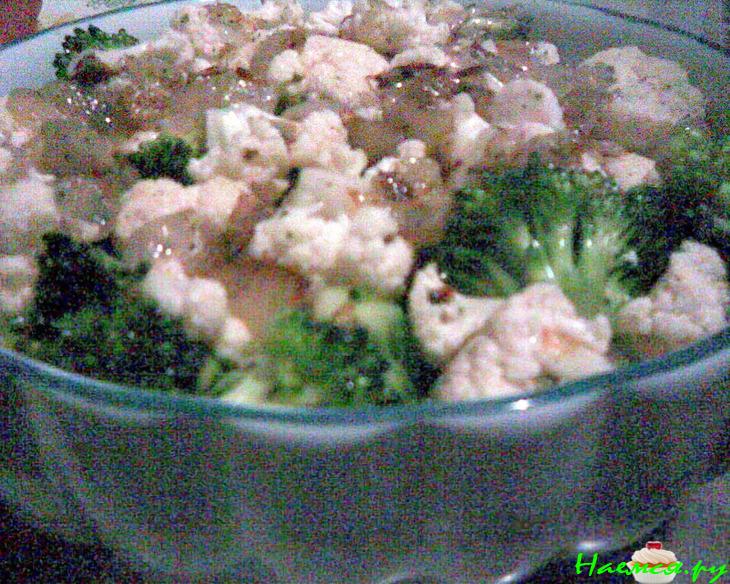 Цветная капуста и брокколи, запеченные в духовке (постный гарнир или теплый салат)