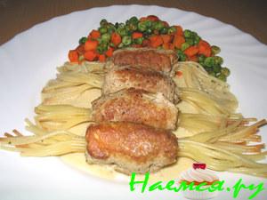 Мясные рулетики со спагетти
