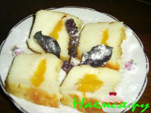 Запеканка манная с персиками