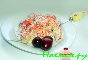 Фруктовый салат с печеньем и сгущенкой Фруктовый салат с печеньем и сгущенкой