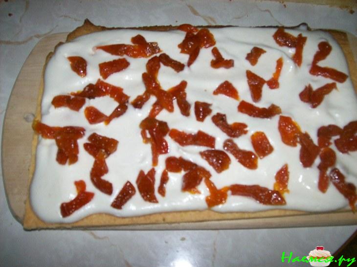 Песочно-фруктовое пирожное с кремом "Зефир"