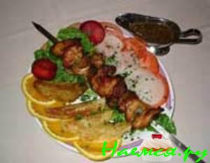 Шашлык из говядины с рисом