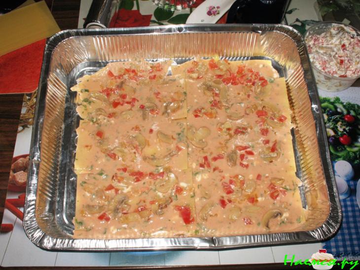 Лазанья овощная с грибами