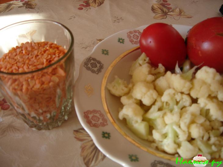 Суп из красной чечевицы с цветной капустой (постный)