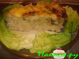 Рисовый пирог с морским языком под сырной корочкой