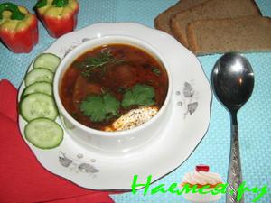 Борщ постный с грибами и фасолью