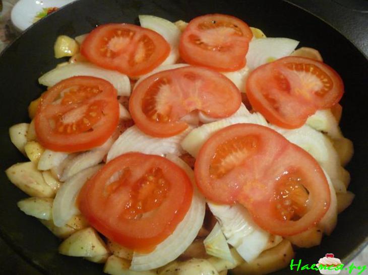 Рыба с овощами и картофелем