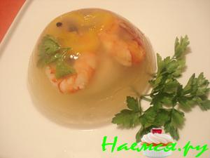 Яйцо-пашот с креветками в желе Яйцо-пашот с креветками в желе