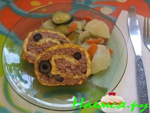 Мясной рулет с маслинами Мясной рулет с маслинами