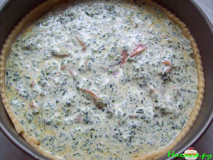 Открытый пирог с копчёным лососем и шпинатом!