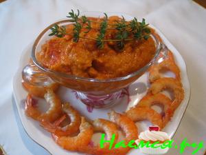 Запеченные креветки с соусом ромеско