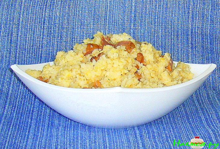 Пшеничная каша с куриными желудочками