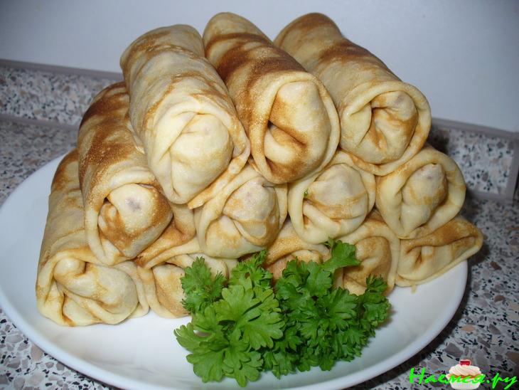 Блинчики с рисово-грибной начинкой