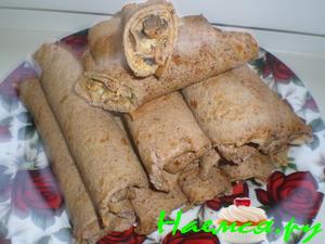 Печеночные нежные блинчики с грибной начинкой