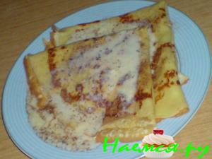 Лимонные блинчики со сливочно-медовым соусом