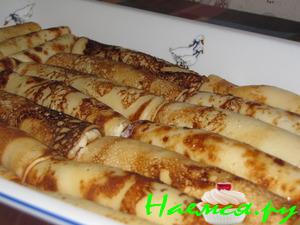 Блинчики с творогом запеченные под сливочным соусом