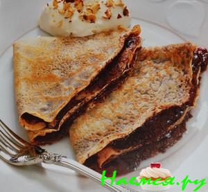 Крепы (блины) с шоколадом и малиной Крепы (блины) с шоколадом и малиной