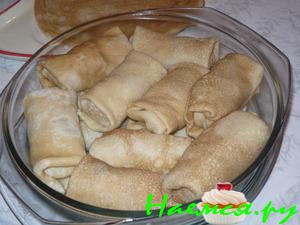 Блинчики фаршированные грибами и ветчиной