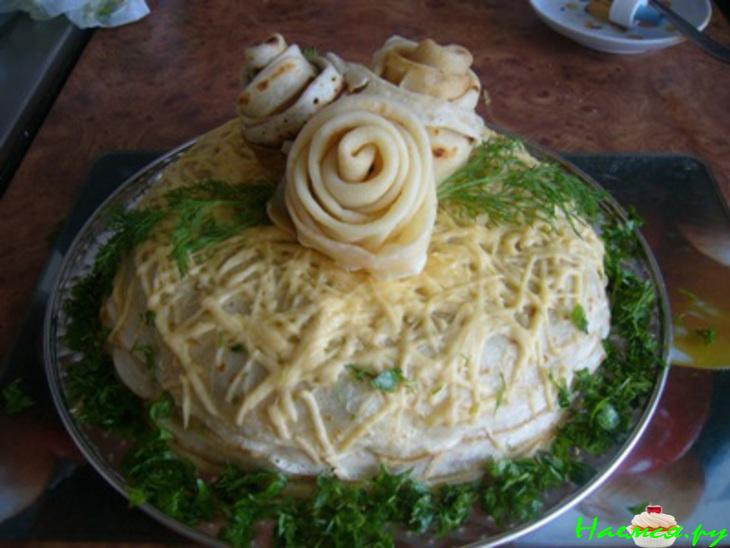 Торт блинный сырно-грибной Торт блинный сырно-грибной