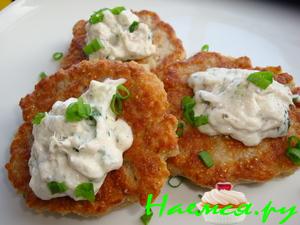 Оладьи из гречки с рыбным кремом