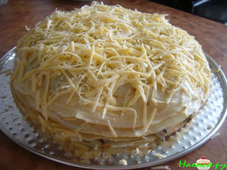 Торт блинный сырно-грибной Торт блинный сырно-грибной