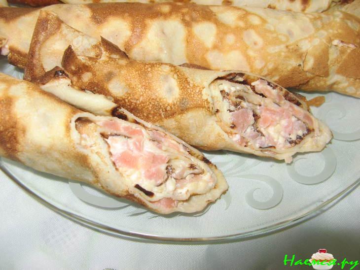 Блины на пиве с начинкой из семги Блины на пиве с начинкой из семги