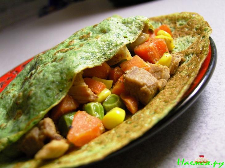 Шпинатные блинчики с начинкой